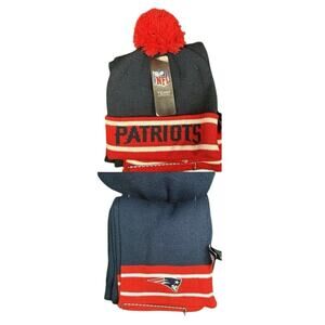 NWT Scarf & Hat New England Patriots NFL Beanie Cold Weather Fall Winter Gear